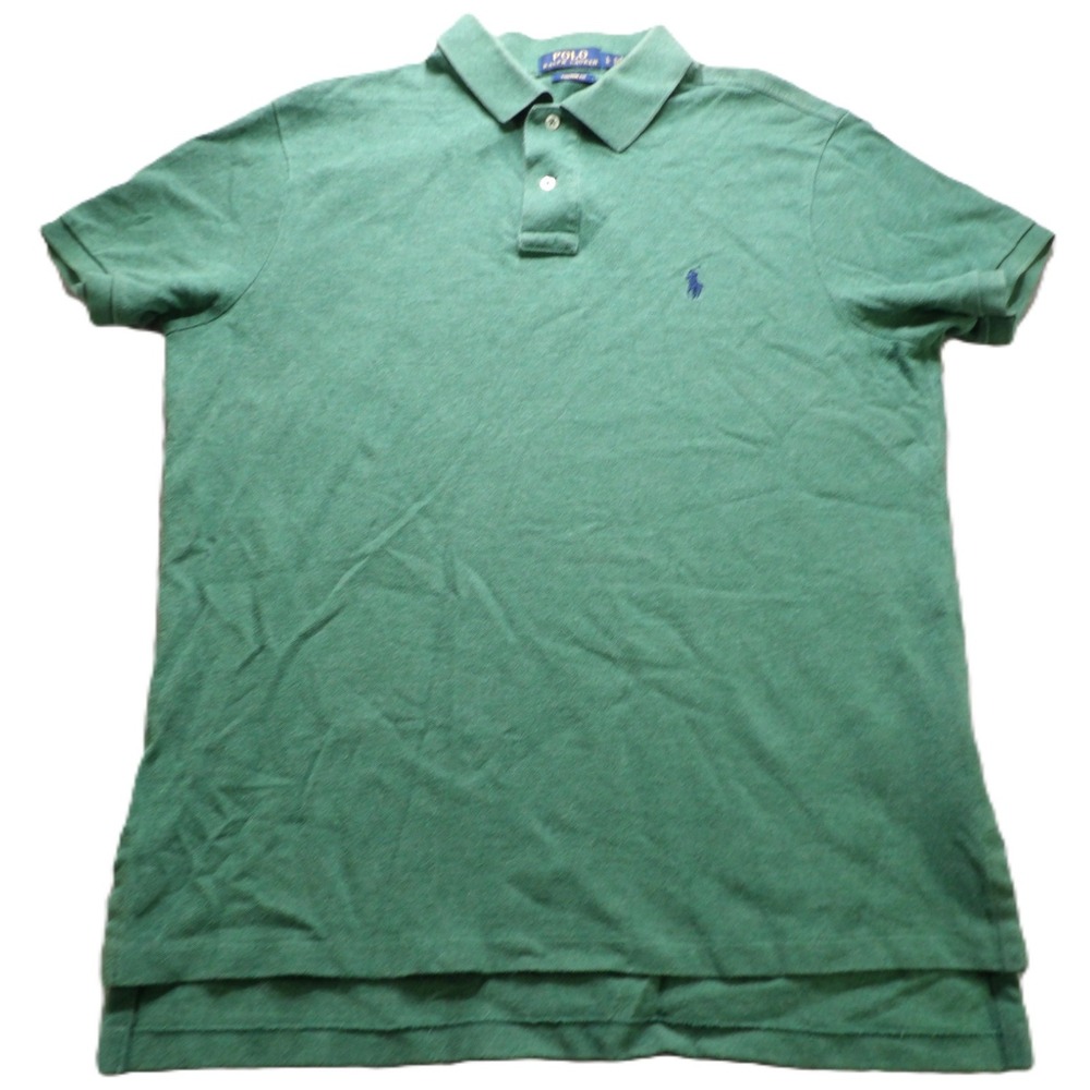 Polo Ralph Lauren Men Green Custom Fit Cotton Short Sleeve Shirt L Pony Logo Top